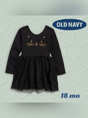 🇺🇸👍GUC OLD NAVY |18 mo| Baby Black Cat Long-Sleeve Tutu Dress